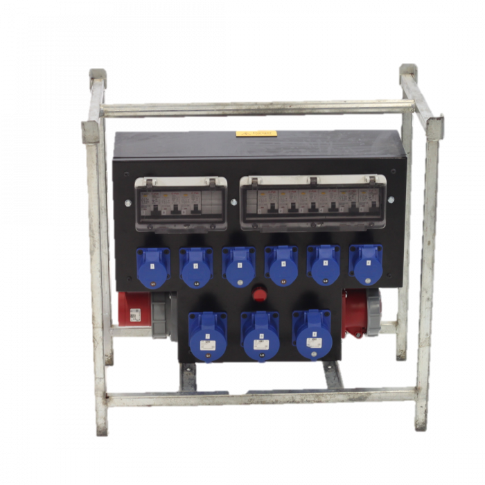63A TPNE to 3x 32A SPNE, 6x 16A SPNE Distribution Unit with Through