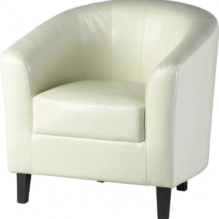 Cream Faux Leather Tub Chair
